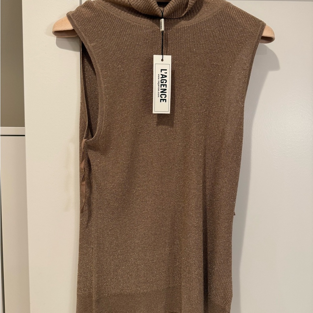 L'AGENCE Tan Sleeveless Knit Top